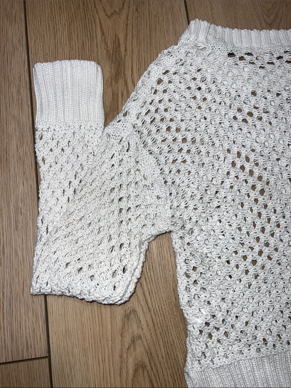 Bluenotes Open-Knit Crochet Ivory Crewneck Sweater - Picture 11 of 15